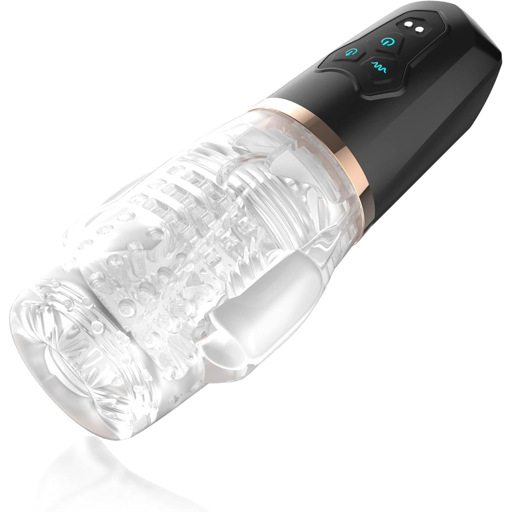 image:imageAdam amp Eve Adams Gawk 20 Sucking Vibrating Sleeve Rechargeable Masturbator with Dual Bullet Vibrators 10 Vibration Modes 5 Suction Settings and Pleasure Nubs for Ultimate Stimulation