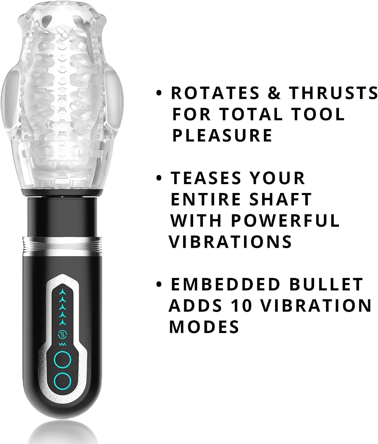 image:imageAdam amp Eve Adams Gawk 30 Sucking Vibrating Sleeve Rechargeable Masturbator with Dual Bullet Vibrators 10 Vibration Modes 5 Suction Settings and Pleasure Nubs for Ultimate Stimulation