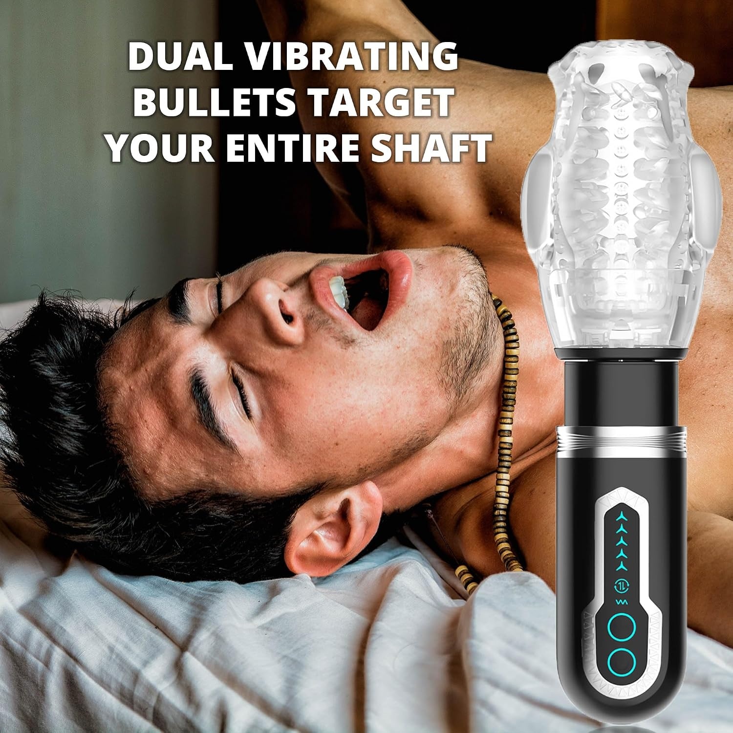 image:imageAdam amp Eve Adams Gawk 30 Sucking Vibrating Sleeve Rechargeable Masturbator with Dual Bullet Vibrators 10 Vibration Modes 5 Suction Settings and Pleasure Nubs for Ultimate Stimulation
