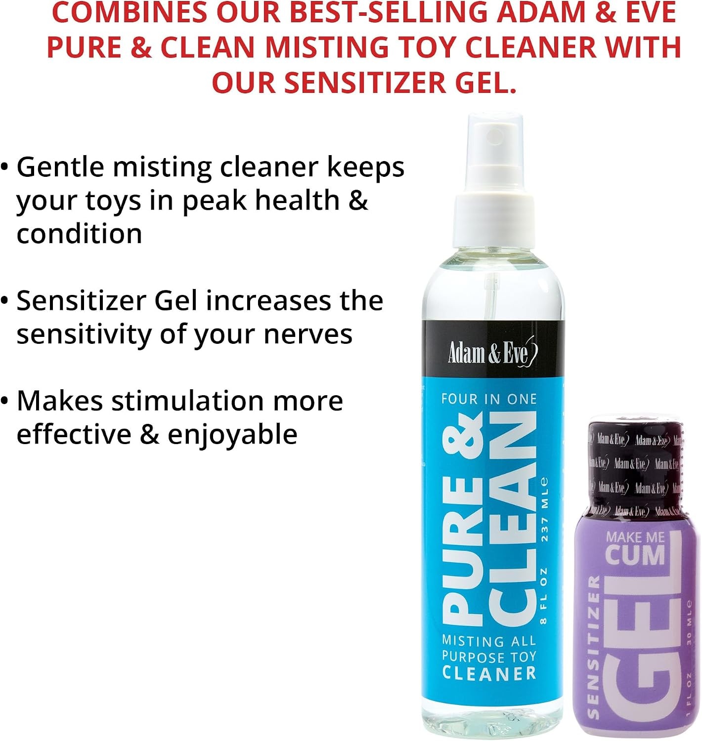 image:imageAdam amp Eve Make Me Cum amp Toy Cleaner Kit Clitoral Sensitizer WaterBased Lubricant for Enhanced Sensitivity amp Stronger Orgasms with Gentle Toy Cleaning Spray BodySafe NonSticky Easy Rinse
