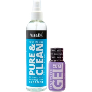 Adam & Eve Make Me Cum & Toy Cleaner Kit, Clitoral Sensitizer Water-Based Lubricant for Enhanced Sensitivity & Stronger Orgasms with Gentle Toy Cleaning Spray, Body-Safe, Non-Sticky, Easy Rinse