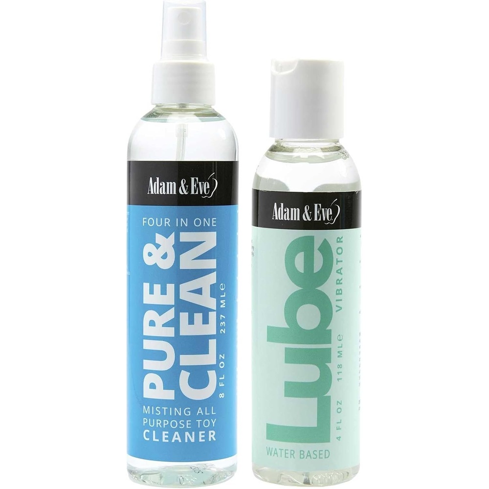 image:imageAdam amp Eve Vibrator Lube amp Toy Cleaner Kit WaterBased Personal Lubricant with Gentle Toy Cleaning Spray BodySafe NonSticky Feel Easy Rinse Compatible with Silicone Toys Intimate Care Set